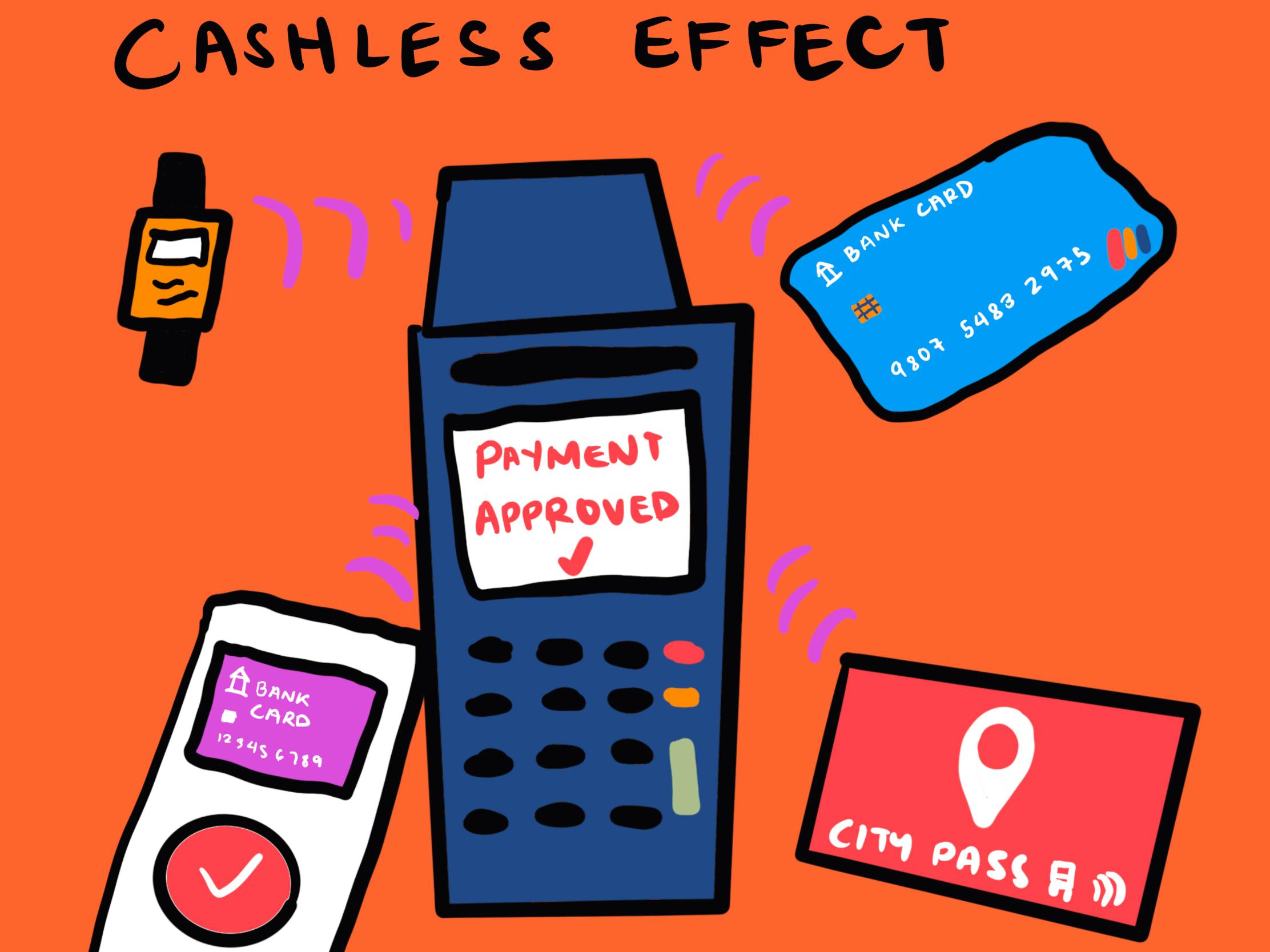 doodle of cashless effect
